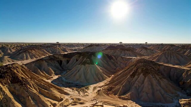 Panoramic view of the natural scenery of the desert Gobi