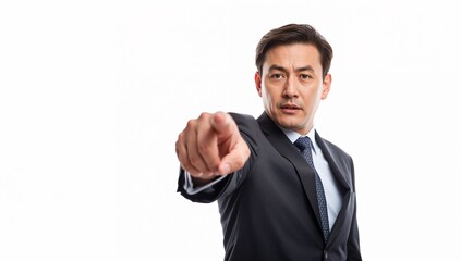 Businessman Pointing Forward Leadership Gesture Isolated on White Background
