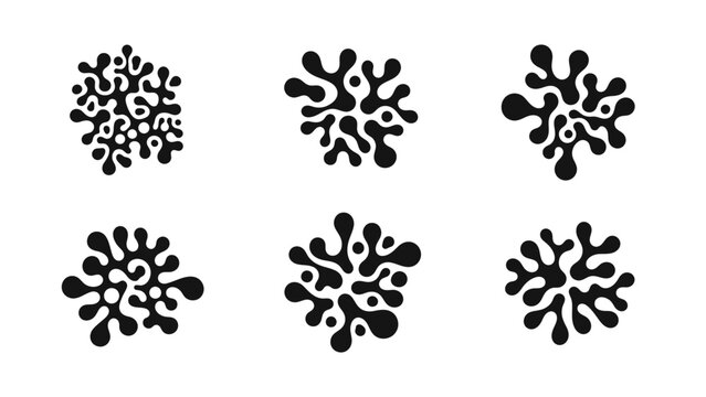 Abstract Organic Shapes Representing Coral or Cellular Structures in Black and White