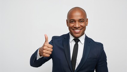 Smiling Businessman Showing Thumbs Up Approval Isolated on White Background