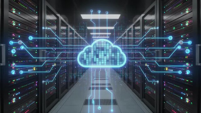Modern data center with cloud computing concept