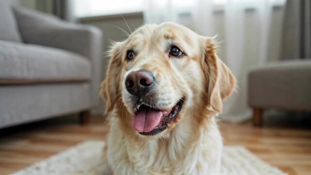 Close-up of an indoor golden retriever