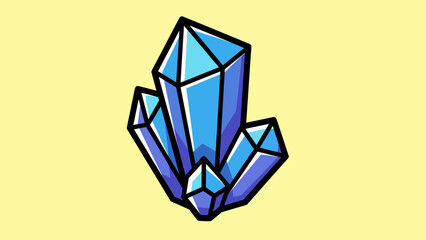 Illustration of a cluster of blue crystals with dark outlines.