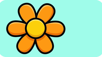 Cheerful Orange Flower with Yellow Center and Black Outline.