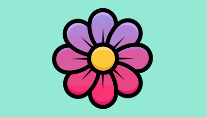 Stylized Flower with Gradient Petals and Black Outline.