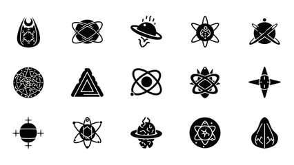 A collection of science and technology icons and symbols for design and illustration
