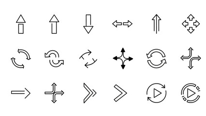 A collection of various arrow icons and direction symbols for navigation and design