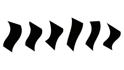 Abstract Black Curved Shapes in a Row on White Background