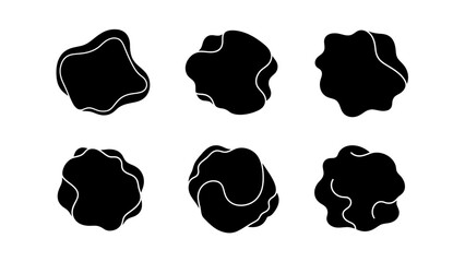 Abstract Black Organic Shapes with White Outline Design Elements