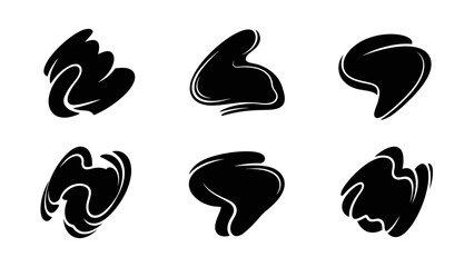 Abstract fluid shapes and blobs in black on a white background