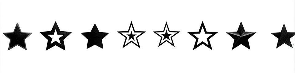 Obraz premium Black stars, some outlined, set against white background, representing rating or rank