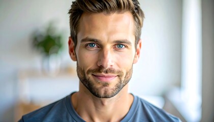 Fototapeta premium Handsome man portrait at home
