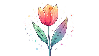 Illustration of a vibrant tulip in watercolor style against a black background