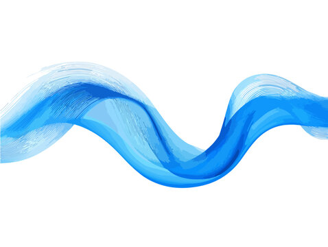 Onda abstracta azul transparente fluyendo suavemente sobre un fondo blanco, ideal para dise&ntilde;o gr&aacute;fico moderno y elegante.