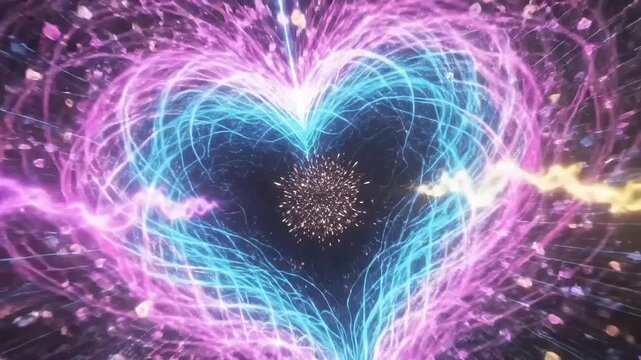 Valentine romantic glowing heart light animation showing love emotion celebration connection passion affection relationship art design background for greeting card poster branding