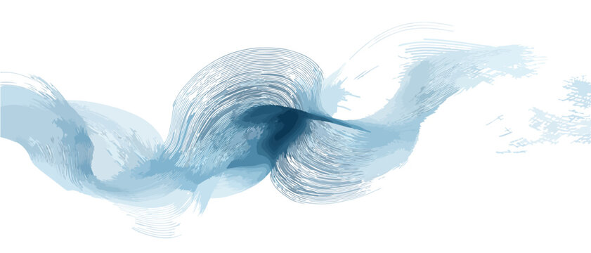 Abstracto remolino azul acuarela sobre fondo blanco, creando una forma fluida y transparente con textura art&iacute;stica.