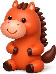 Naklejka premium Adorable 3D Zodiac Horse Sitting and Smiling for Lunar New Year 2026