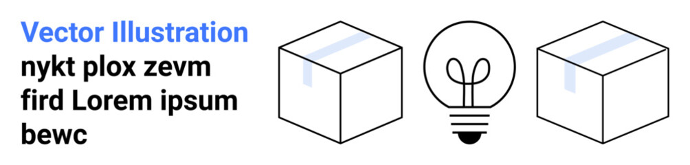 Innovation, creativity, modern design, abstract thinking, problem-solving, brainstorming. Minimalist ion of a light bulb between two cubes. Innovation and creativity concept © robu_s
