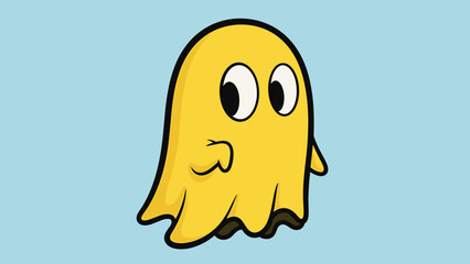 Yellow Ghost Character with Large Eyes and Simple Design.
