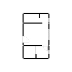 Black and White floor plan of a modern unfurnished house for your design. Suburban house vector blueprint. Architectural background	