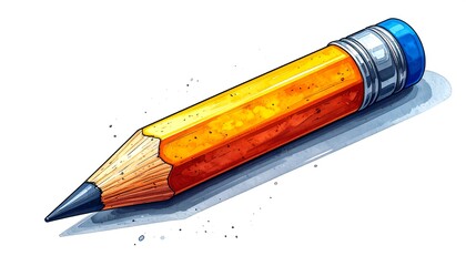 Orange pencil, artistic illustration
