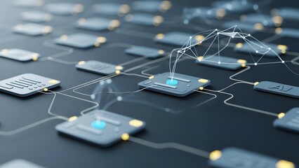 Abstract digital network connections and data flow in a modern technological concept