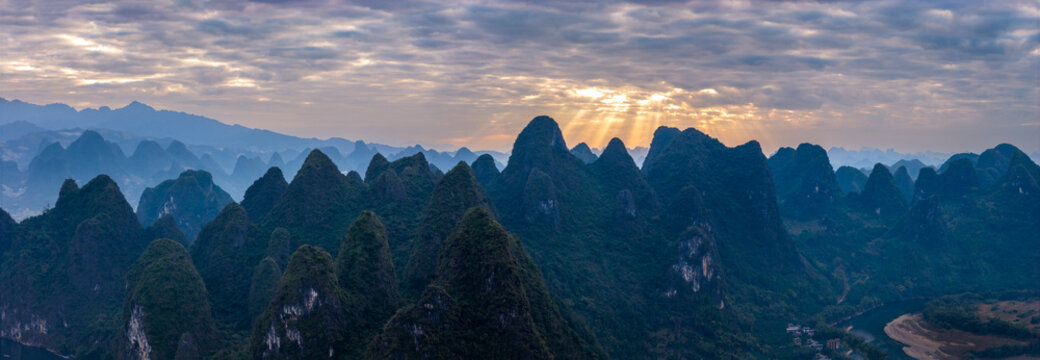 The Mountain Landscape in Yangshuo at Guilin