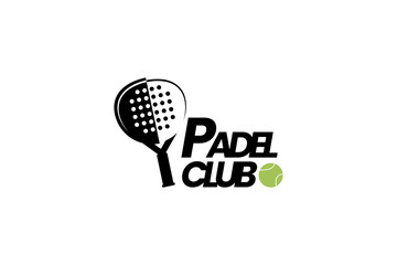 Padel logo template with a ball passing through a racket. It's great for clubs, courts, padel shops, apparel, etc.