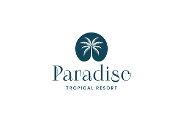 summer beach logo with palm tree logo design. paradise logo symbol design