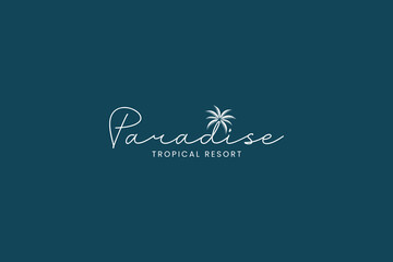 summer beach logo with palm tree logo design. paradise logo symbol design