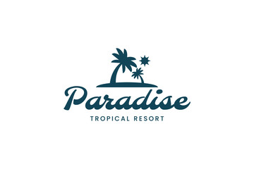 summer beach logo with palm tree logo design. paradise logo symbol design