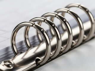 Office binder rings and paper detail macro shot