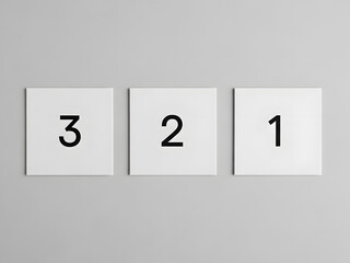 Sequence of numbers counting down on square tiles against a plain backdrop