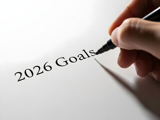 Writing future objectives and plans on a white surface