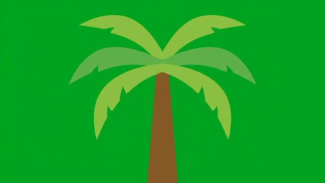 Green palm tree vector illustration featuring a tropical coconut leaf design for a summer beach vacation on a paradise island landscape