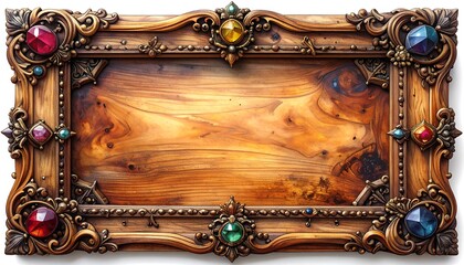 Ornate wooden picture frame with gems