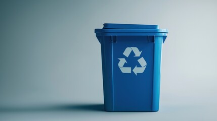 Blue recycle bin on transparent background