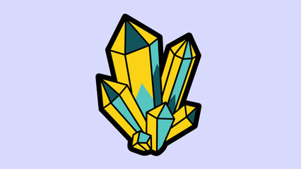 Stylized Illustration of Yellow and Teal Crystals with Black Outlines.