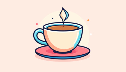 Stylized Illustration of a Cup of Tea with a Flame-Like Steam.