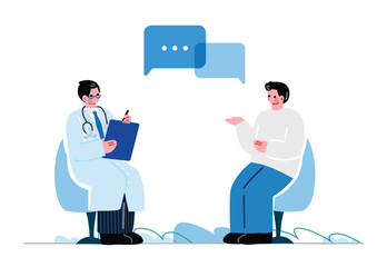 診察を受ける男性と医師