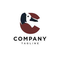 Obraz premium Letter C White-faced Whistling Logo Icon Vector