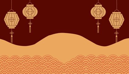 traditional chinese lanterns on red background