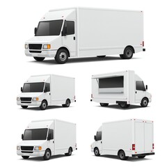 White delivery van with transparent background