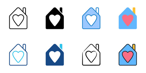 Home icons set multiple style collection. Editable stroke 
