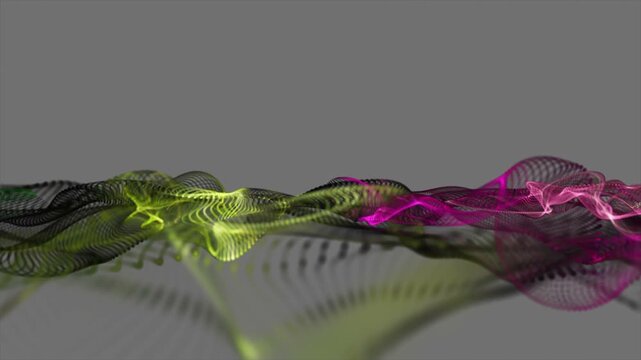 Fantastic video animation with particle wave object in slow motion, 4096x2304 loop 4K