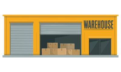 Modern warehouse building industrial construction flat style vector illustration isolated on white background perfect for architecture or logistics themed design © Nass Studio