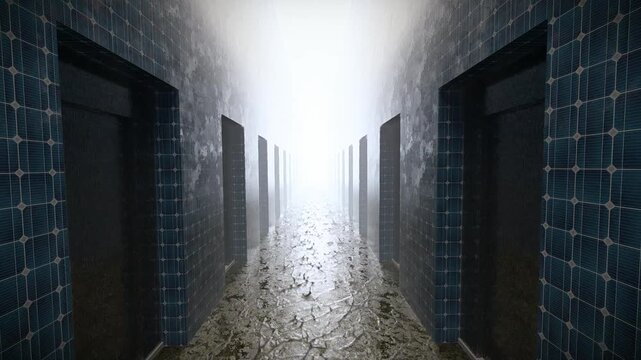 Endless Eerie Corridor Liminal Space Background