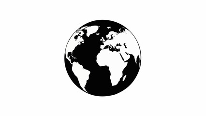 Fototapeta premium Black and white graphic of planet Earth showing continents.