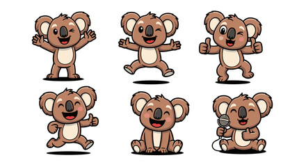 Fototapeta premium Cute Koala Character Set With Various Poses And Expressions.