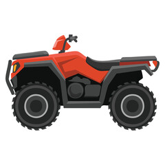 Obraz premium Quad bike isolated in side view vector illustration of four wheeled motorcycle flat style icon for transportation design or vehicle themed artwork